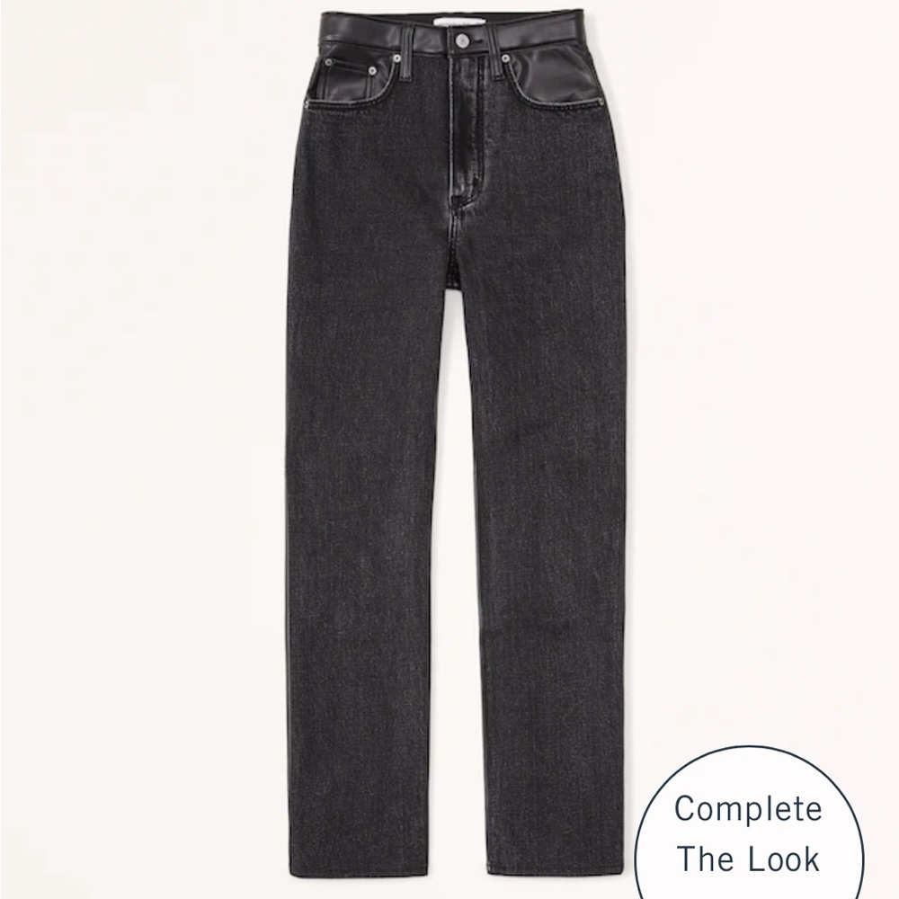 A&F Ultra High Rise Ankle Straight Jeans Black - 30 Long